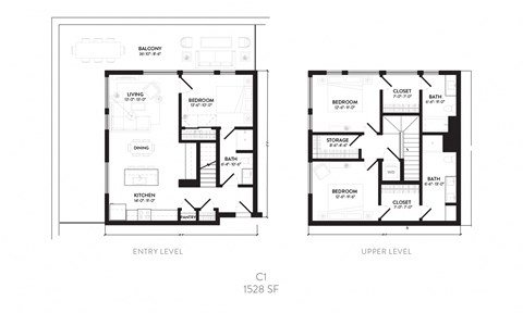 two floor plans of a house with different views of the floor plan